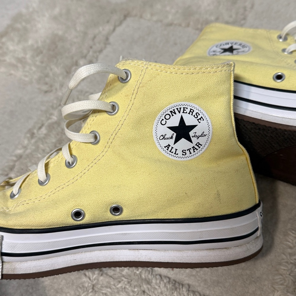 CONVERSE Kids' Chuck Taylor All Star Eva Lift High-top Sneakers In Yellow - Picture 9 of 10